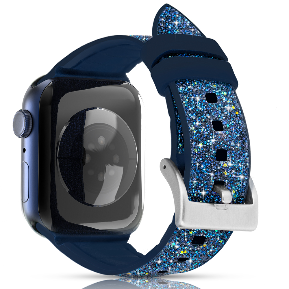 

Glitter Powder Silicone Watchband Adjustable Wrist Strap for Apple Watch Series 4/5/6/SE 44mm / Watch Series 1/2/3 42mm - Blue, Apple Watch Series 6 44mm