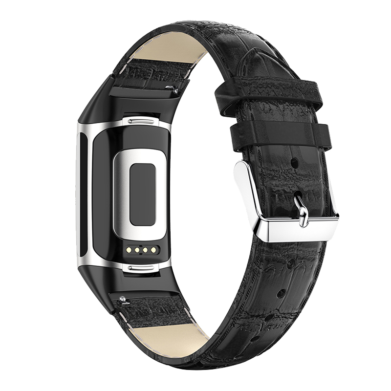 

Crocodile Texture Classic Легкая Натуральная Кожаная Кожа Посредота Ремешок Для Fitbit Charge 5 - Чернить, Fitbit Charge 5