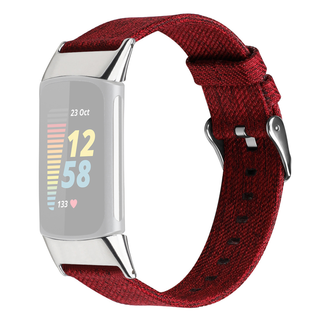 

Woven Texture Nylon Watch Strap Adjustable Wristband Replacement for Fitbit Charge 5, Size S - Red, Fitbit Charge 5