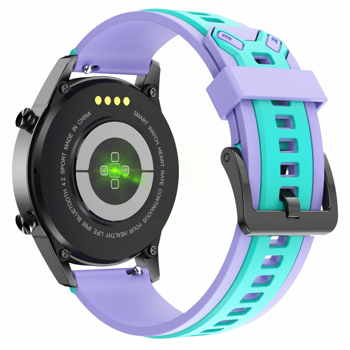 

20mm Color Splicing Wrist Strap Adjustable Silicone Smart Watch Band for Samsung Galaxy Watch 4/4 Classic / Huawei Watch 2 / Garmin Forerunner 245/645 - Teal Green/Lavender, Gear Sport