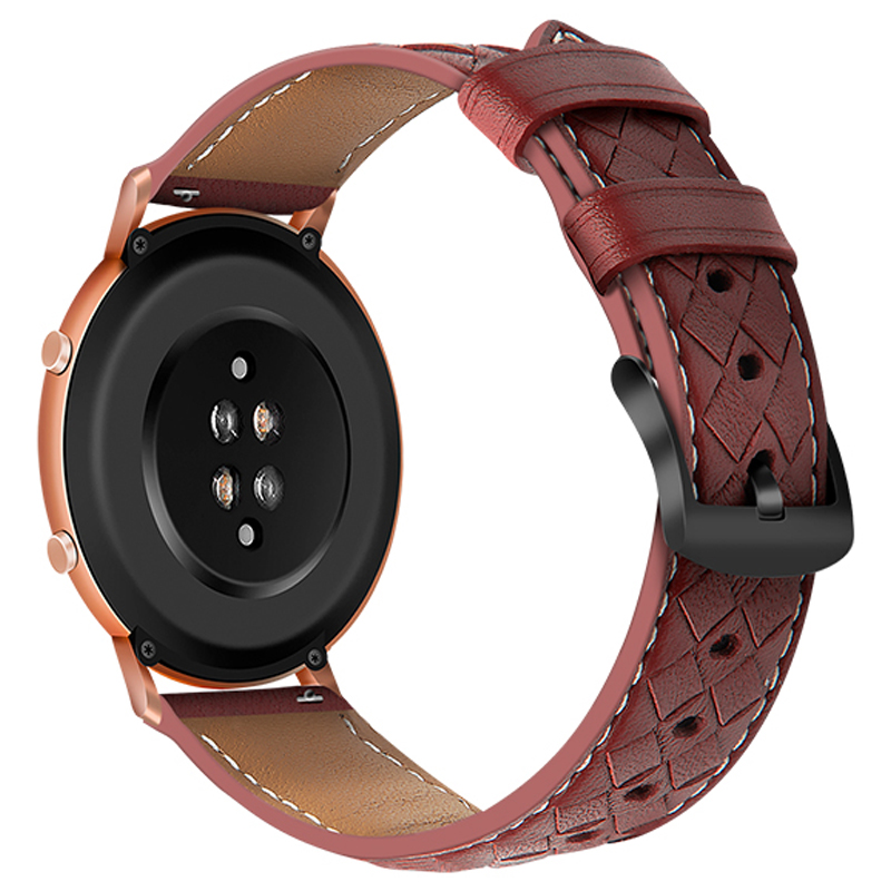

20mm Square Buckle Top Layer Genuine Leather Wrist Band Watch Strap for Huawei Watch GT2 42mm / Huami Amazfit GTS 3 - Red, Other Smartwatch Models
