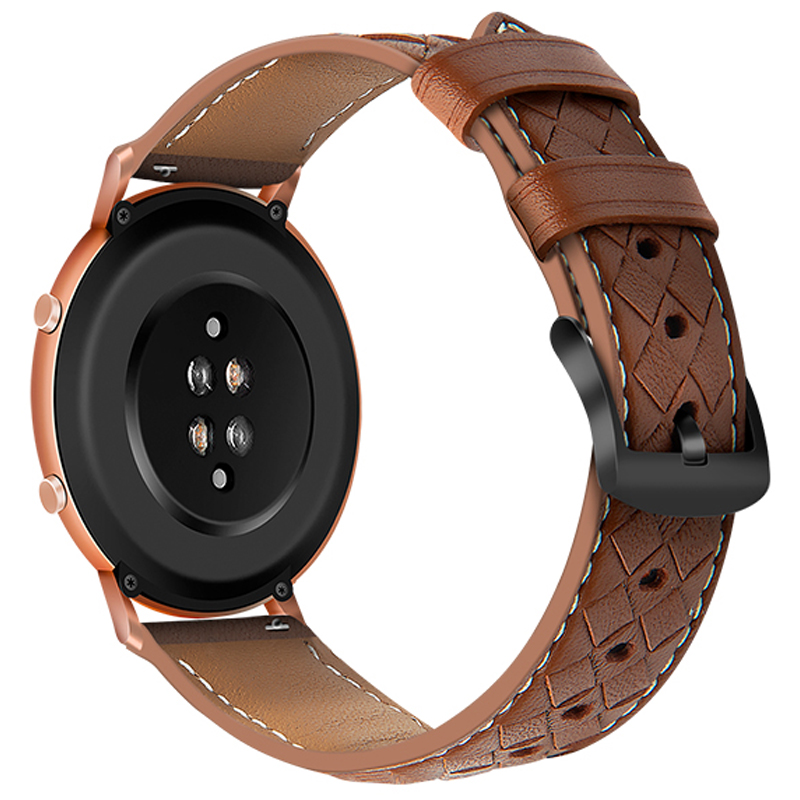 

20mm Square Buckle Top Layer Genuine Leather Wrist Band Watch Strap for Huawei Watch GT2 42mm / Huami Amazfit GTS 3 - Brown, Other Smartwatch Models
