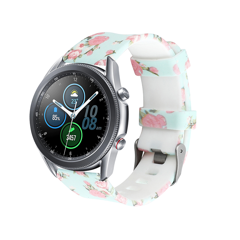 

For Samsung Galaxy Watch 46mm/Watch3 45mm Premium Silicone Stylish Pattern Printed Watchband Wrist Strap Replacement 22mm - Type A, Galaxy Watch3 45mm