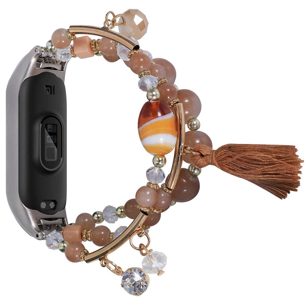 

Für Xiaomi Mi Band 7 Perlen + Tassel + Achate Watch Armband Ersatz Stylish Armband Smart Watch Band - Kaffee, Xiaomi Mi Band 7