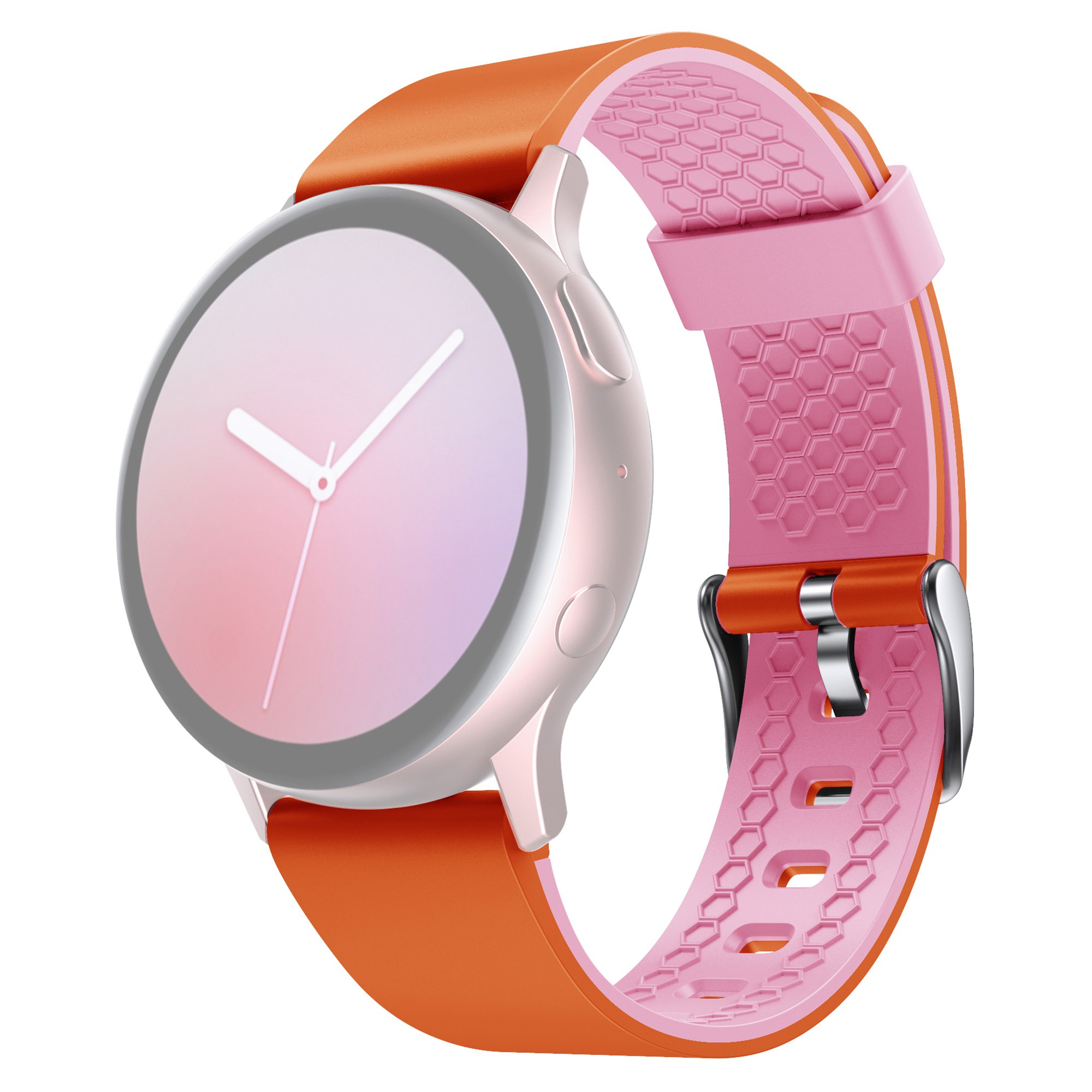 

Для Garmin Venu2/Forerunner 255/Samsung Galaxy Watch 3 45 -мм Силиконовой Часы С Двойным Цветным Запястьем С Петлем - Оранжевый/розовый, Other Smartwatch Models