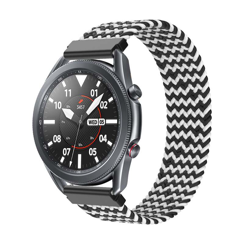 

Для Samsung Galaxy Watch4 Active 40 Мм/44 мм / Смотреть 4 Классические 42 Мм/46 мм Нейлоновые Спортивные Часы Регулируемая Плетенная Упругая Ремешок, Размер: xl - W-форма Черный/белый, Galaxy Watch4 Active 40mm