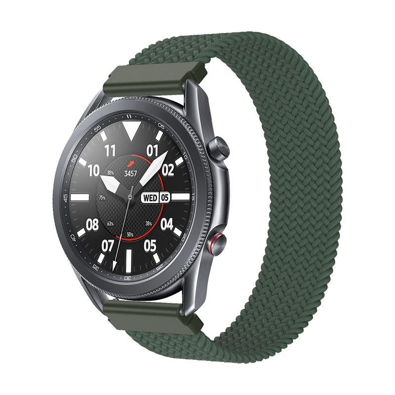 

For Samsung Galaxy Watch3 45mm Elastic Nylon Watch Strap Adjustable Braided Stretch Replacement Wristband, Size: M - Olive Green, Galaxy Watch3 45mm
