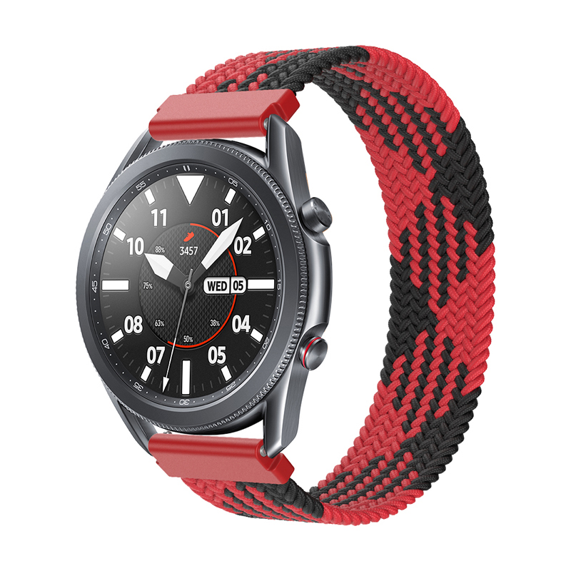 

Для Samsung Galaxy Watch3 45 -мм Эластичный Нейлоновый Ремешок с Регулируемым Плетеном Переплетом, Размер: m: m: M - Черный Красный, Galaxy Watch3 45mm