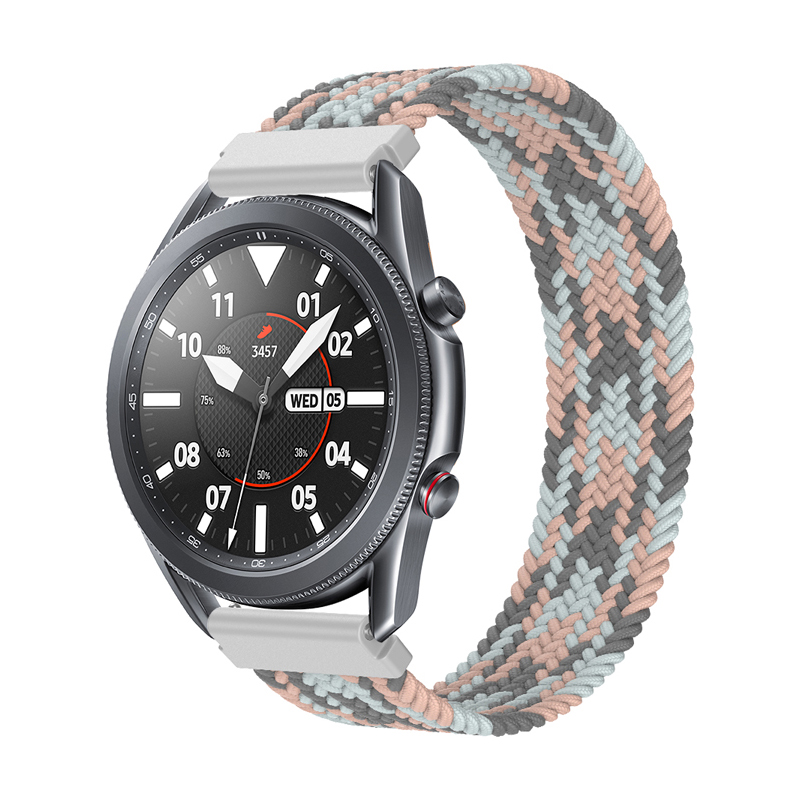 

Для Samsung Galaxy Watch3 45 -мм Эластичный Нейлоновый Ремешок с Регулируемым Плетеном Переплетом, Размер: m: m: M - Розовый/белый/серый, Galaxy Watch3 45mm