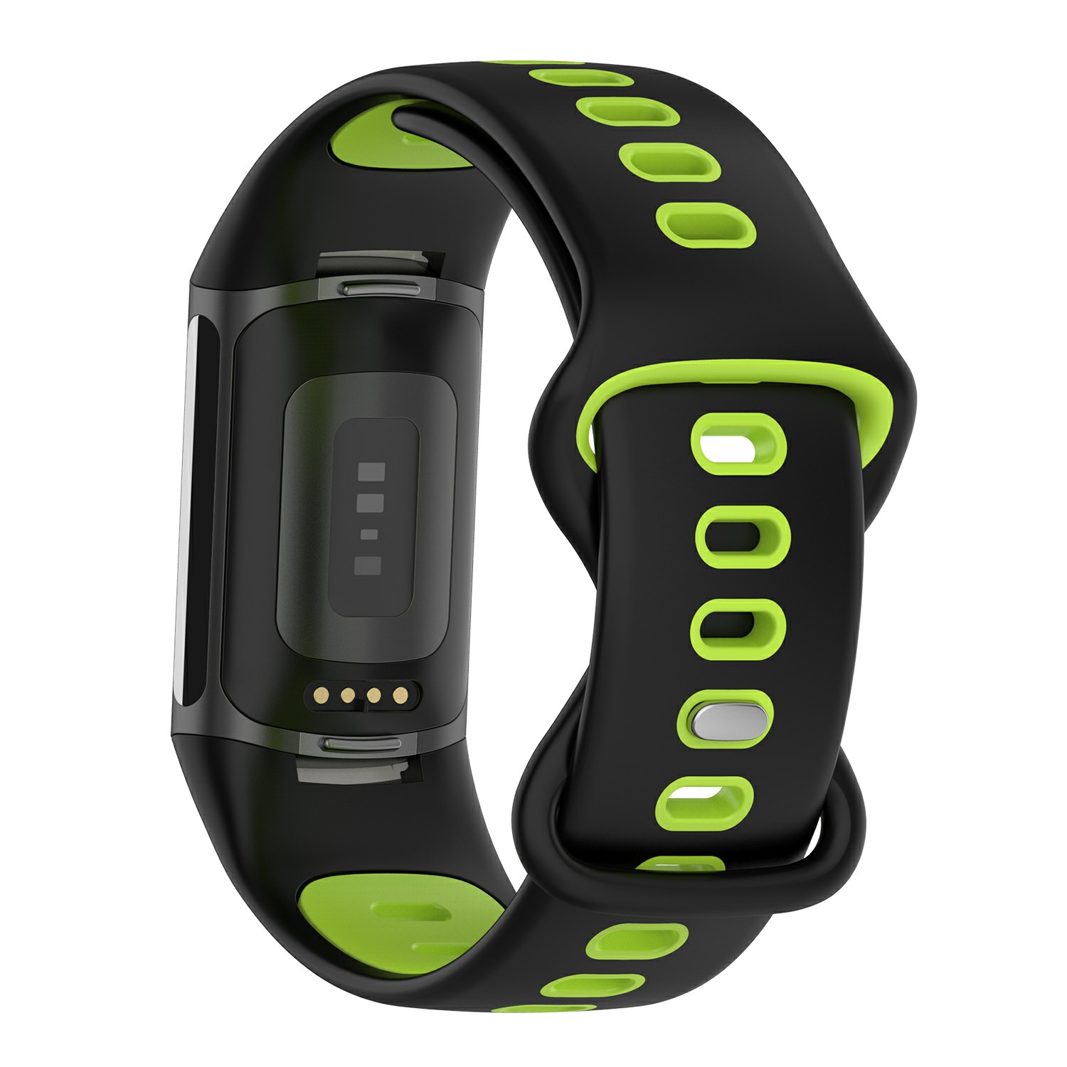 

Для Fitbit Charge 5 Двухцветный Силиконовый Часовой Щит. - Черный / Лайм, Fitbit Charge 5