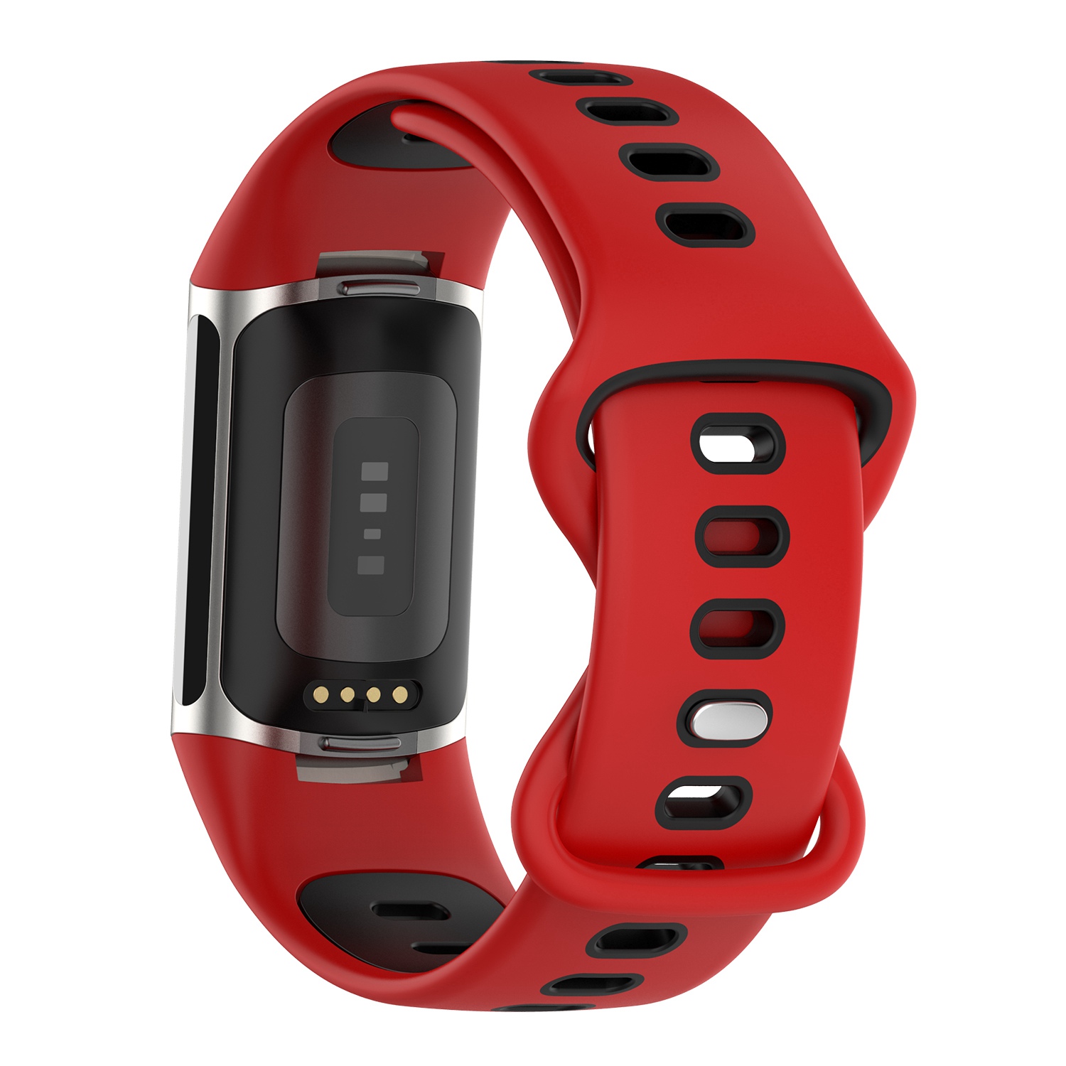 

Для Fitbit Charge 5 Двухцветный Силиконовый Часовой Щит. - Красный / Черный, Fitbit Charge 5