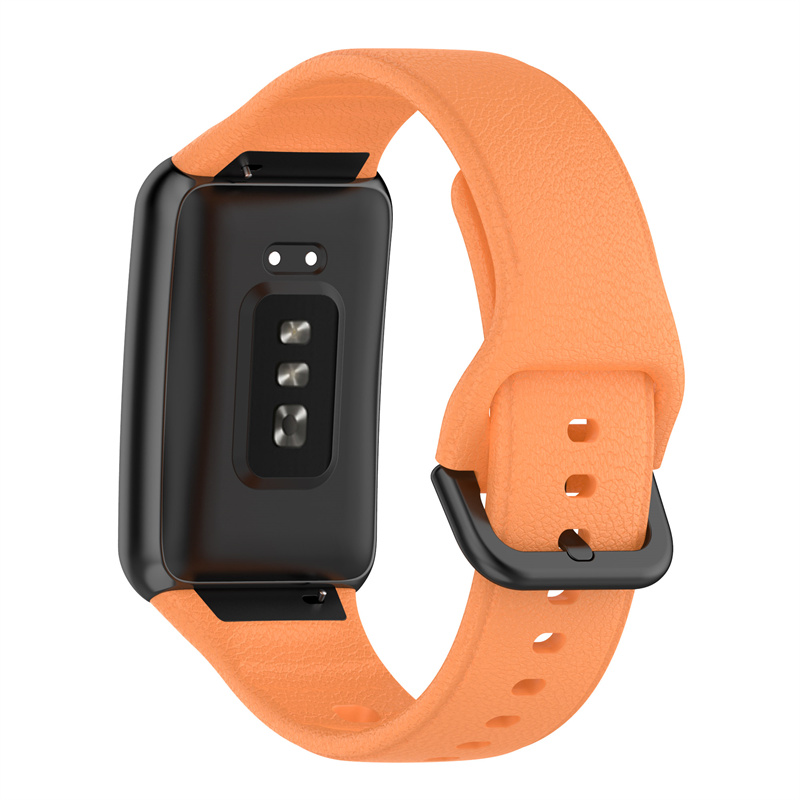

For Oppo Watch Free Textured Silicone Watch Band Replacement Wrist Strap with Black Buckle - Orange, Oppo Watch Free