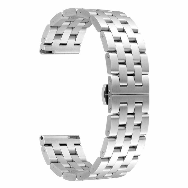 

For Garmin Vivoactive 4 / Garmin Venu 2 Universal 22mm 5 Beads Watchband Metal Watch Strap Replacement - Silver, Garmin Vivoactive 4