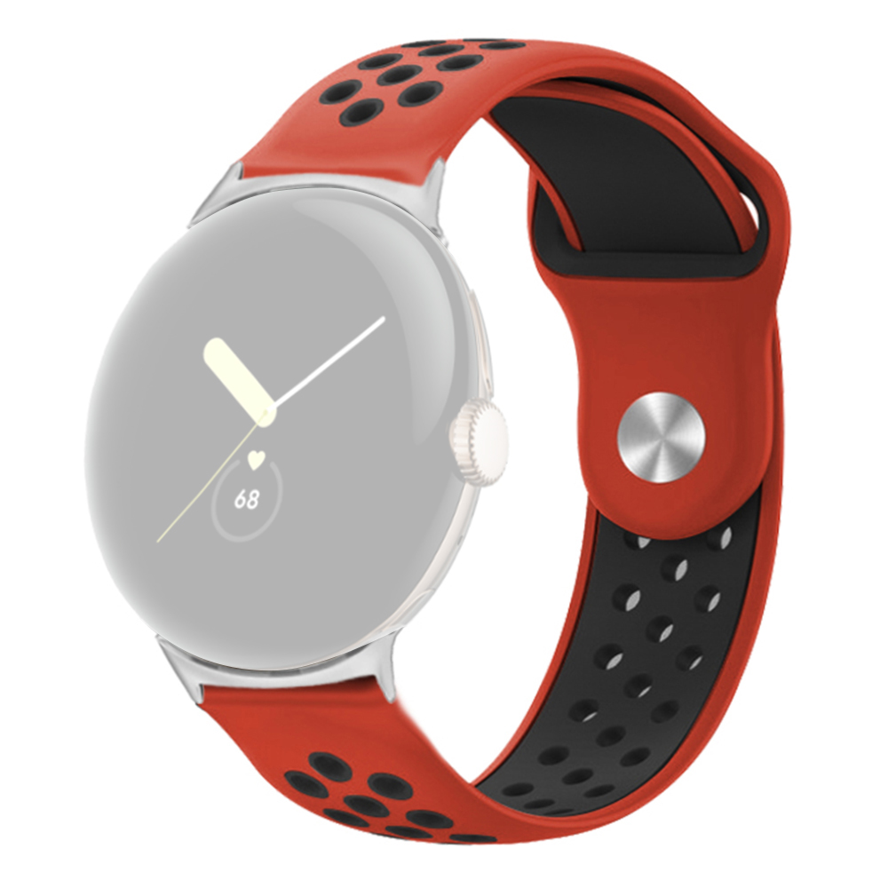 

For Google Pixel Watch Adjustable Silicone Band Dual-color Sport Wristbands Replacement Watch Strap - Red / Black, Google Pixel Watch