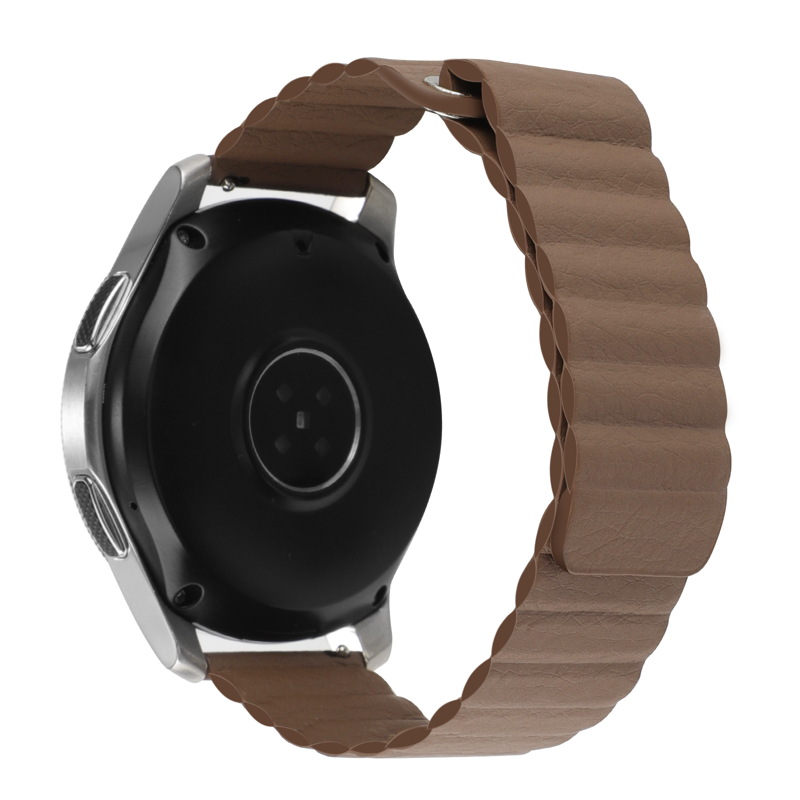 

For Garmin Forerunner 255S / Venu 2S Magnetic Adjustable Wrist Band 18mm Replacement Genuine Leather Smartwatch Strap - Coffee, Garmin Forerunner 255S