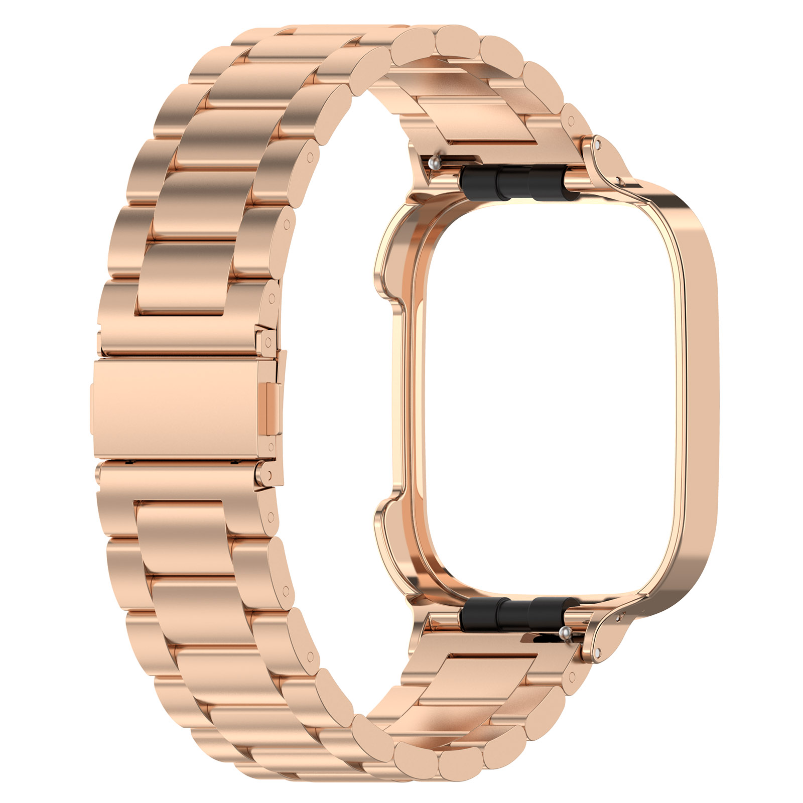 

Für Xiaomi Redmi Uhr 3 / Mi Watch Lite 3 Edelstahl Watchband 20mm Handgelenksgurt Mit Uhr Hülle - Roségold, Xiaomi Redmi Watch 3