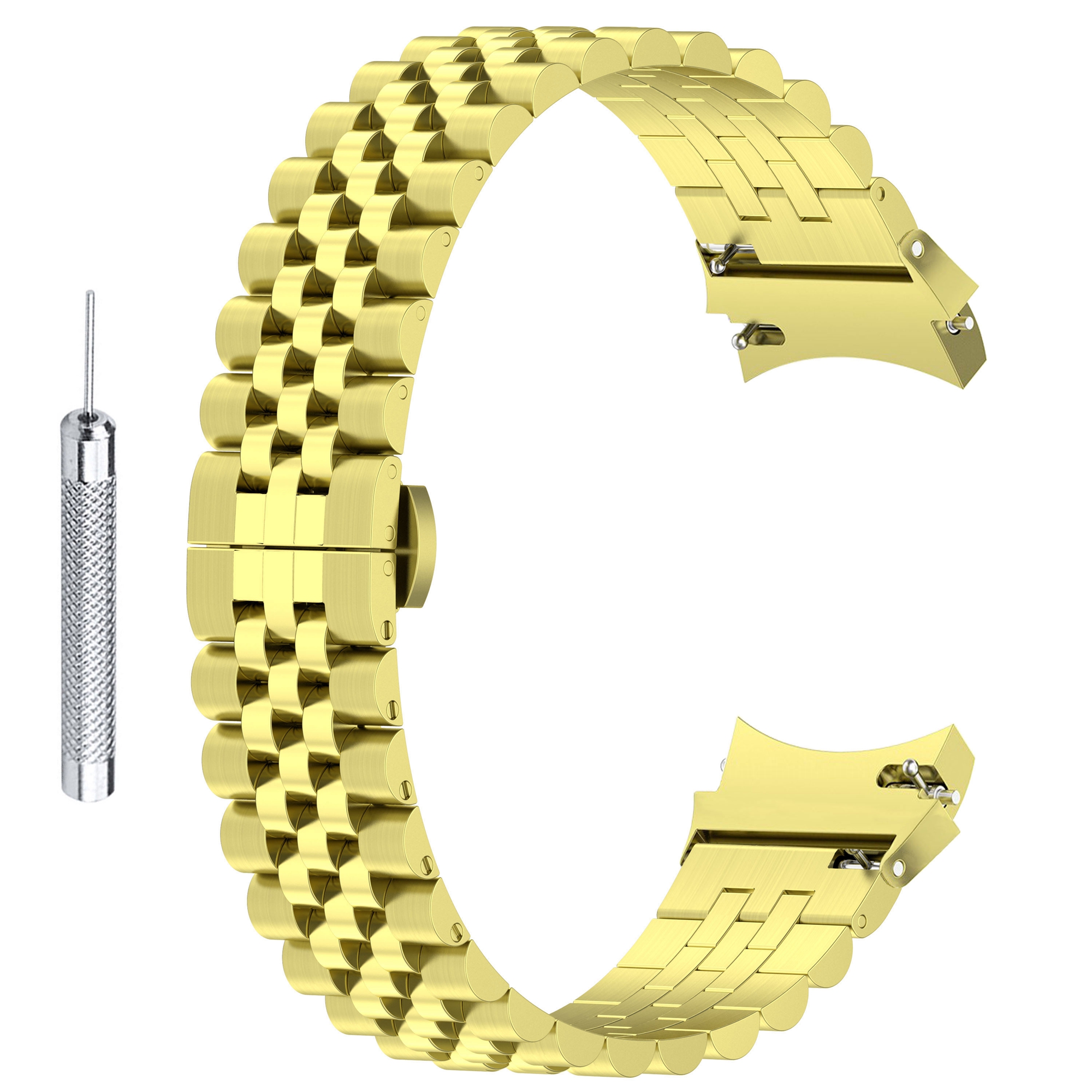 

Edelstahl -uhrenband Für Samsung Galaxy Watch 5 40 mm 44 mm / Watch4 40mm 44 mm / Watch4 Classic 42mm, 5 Perlen Metal Watch -gurt Mit Werkzeug - Gold, Galaxy Watch 5 40mm