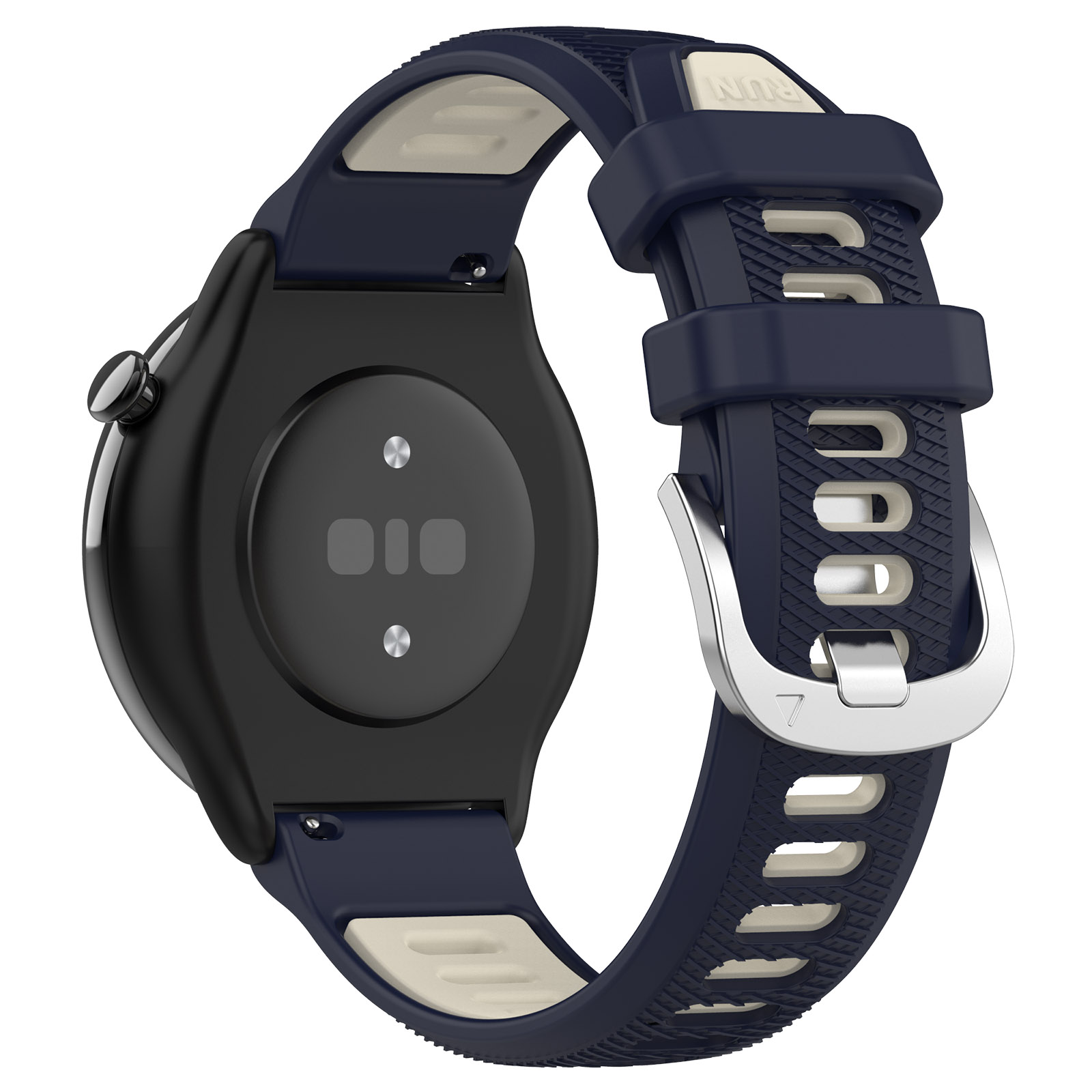 22mm Watch Band for Garmin Forerunner 265   Honor Watch GS 3i   Silicone Cross Stripe Dual-color Strap Replacement - Midnight Blue+Starlight