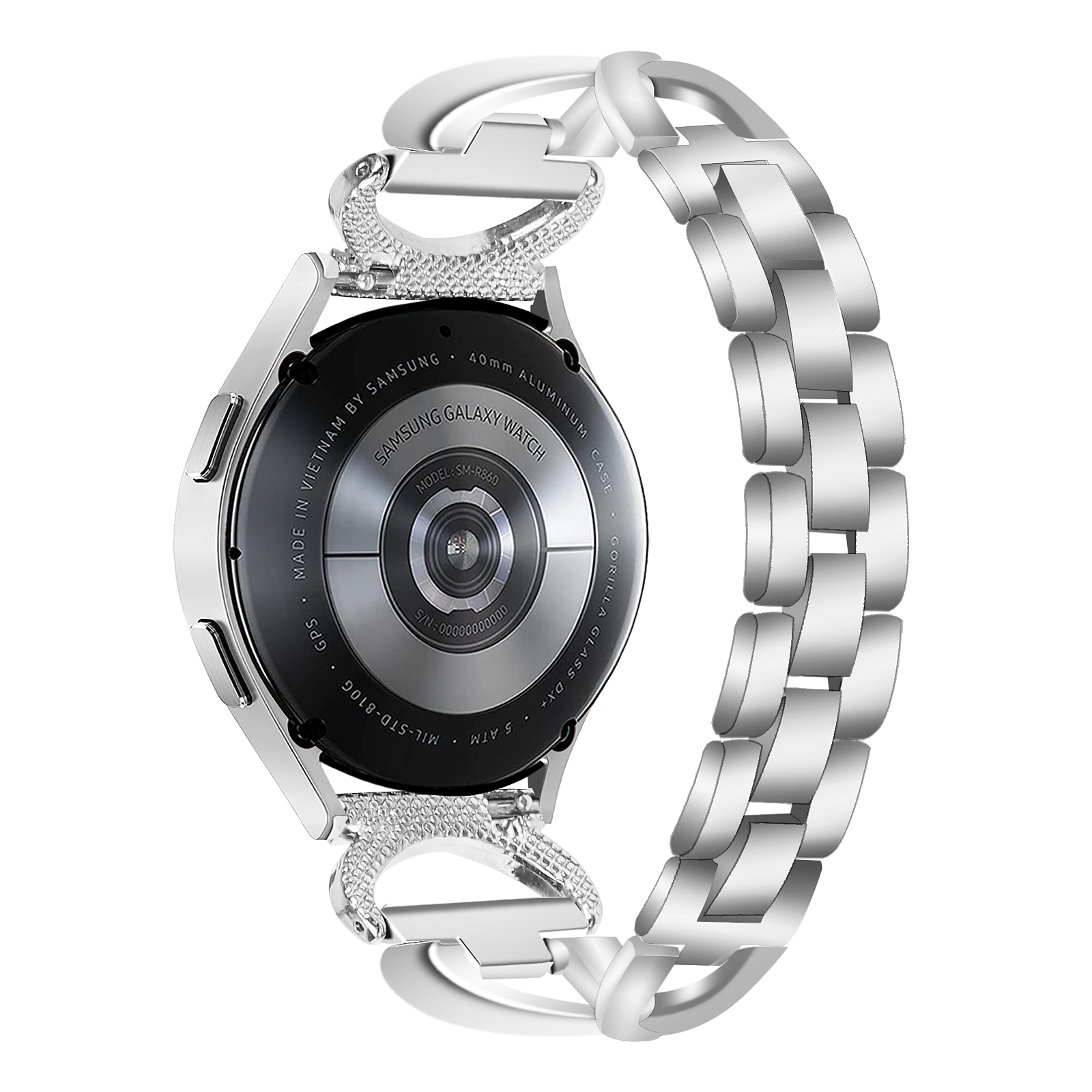 

20mm Uhrengurt Für Samsung Galaxy Watch4 / 5 40 mm 44 mm Strasssteuer -legierungshandgelenkband - Silber, Samsung Galaxy Watch4 40mm
