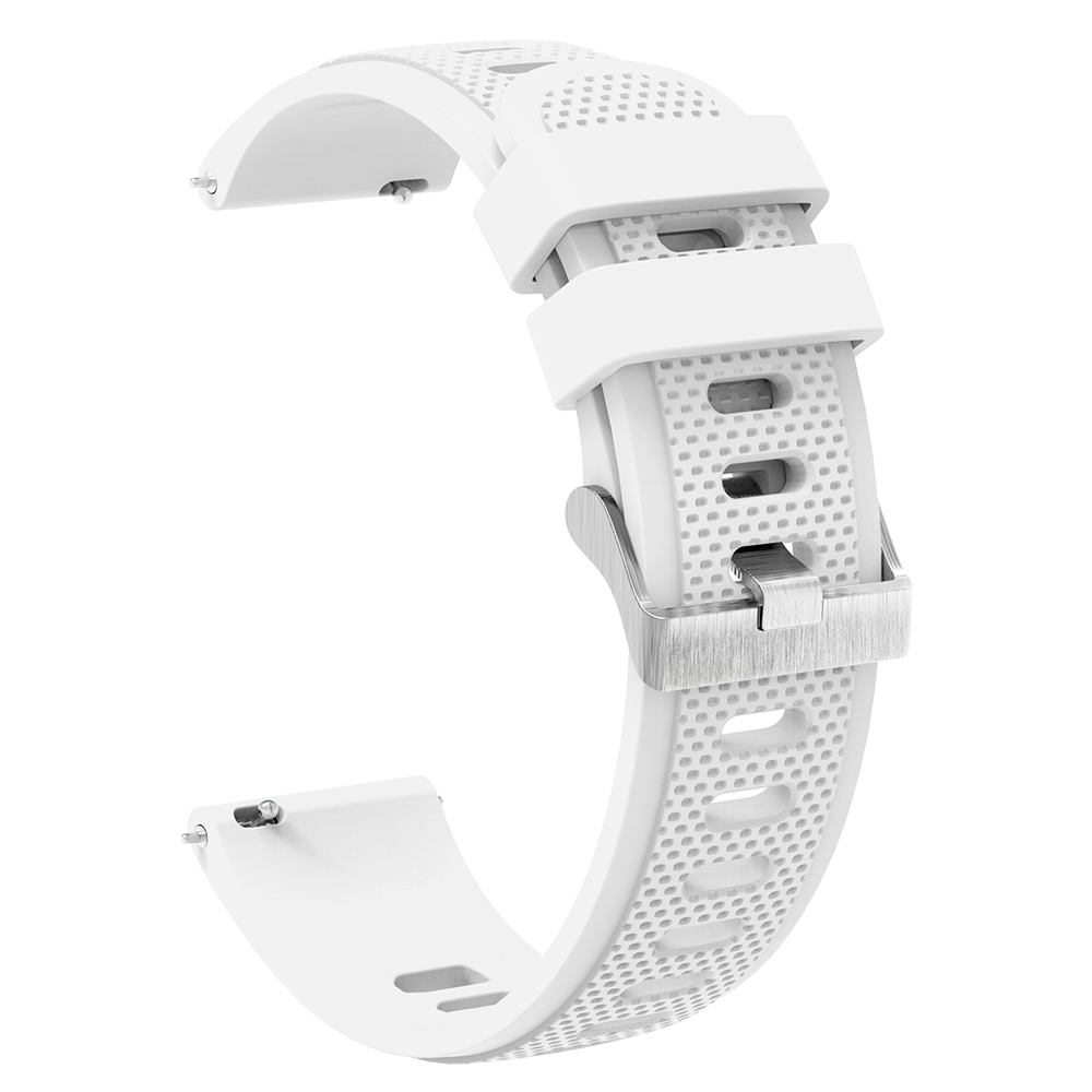 For Samsung Galaxy Watch3 45mm   Galaxy Watch 46mm   Huami Amazfit Pace Silicone Watch Band Textured 22mm Wrist Strap - White