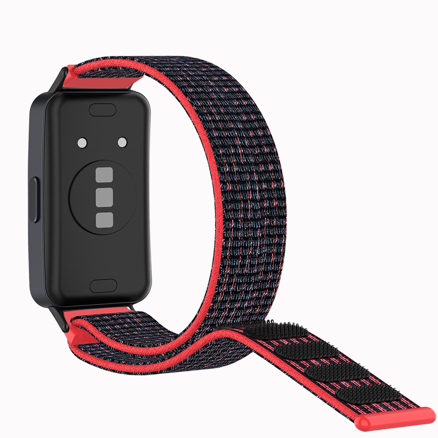 

Für Huawei Band 8 Nylon Watch Band Verstellbarer Sportschleifen Atmungsaktives Ersatzriemen - Schwarz / Rot, Huawei Band 8