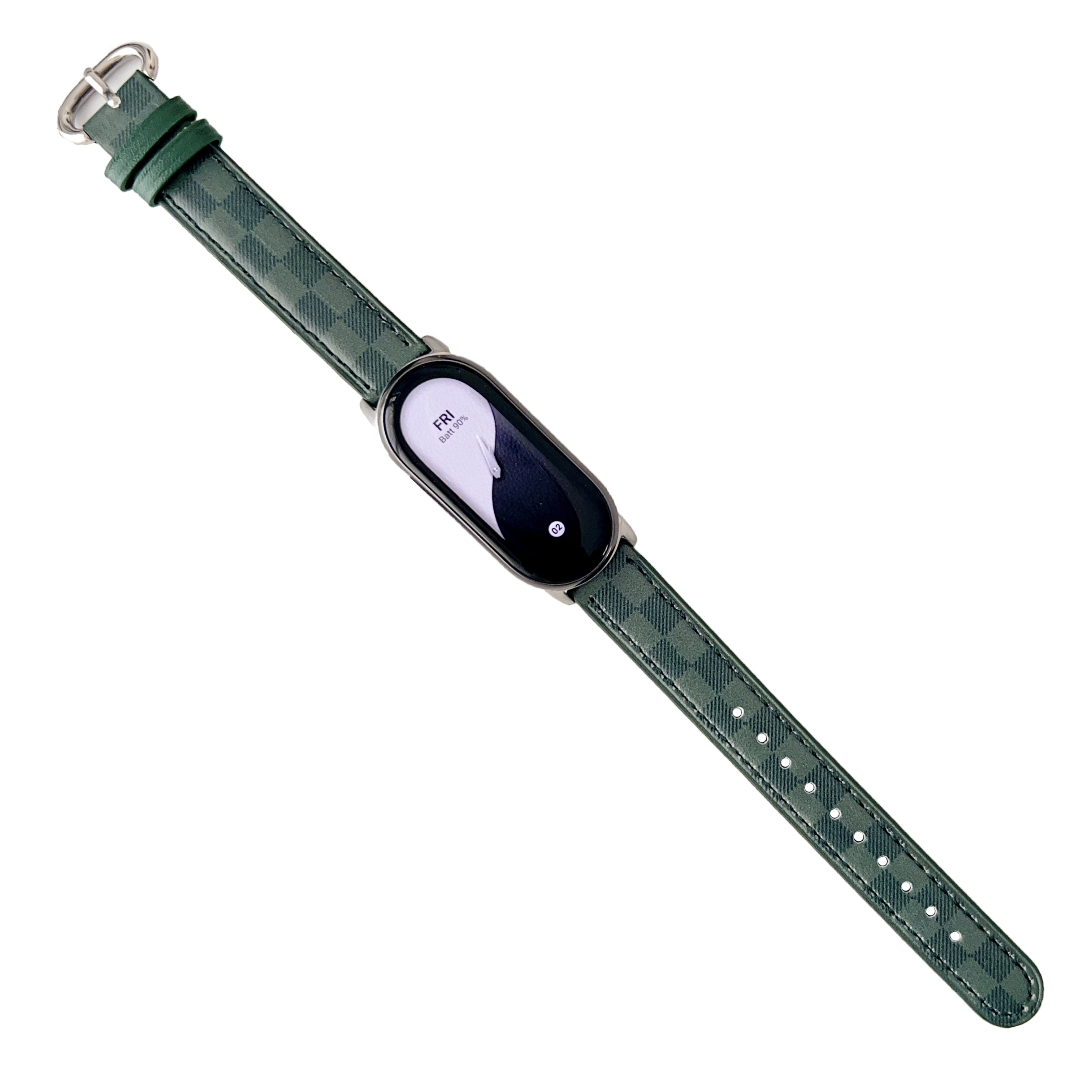 

Ersatz -uhrenband Für Xiaomi Smart Band 8 Echte Kuhleder -gitter Muster Uhrengurt - Grün, Xiaomi Smart Band 8