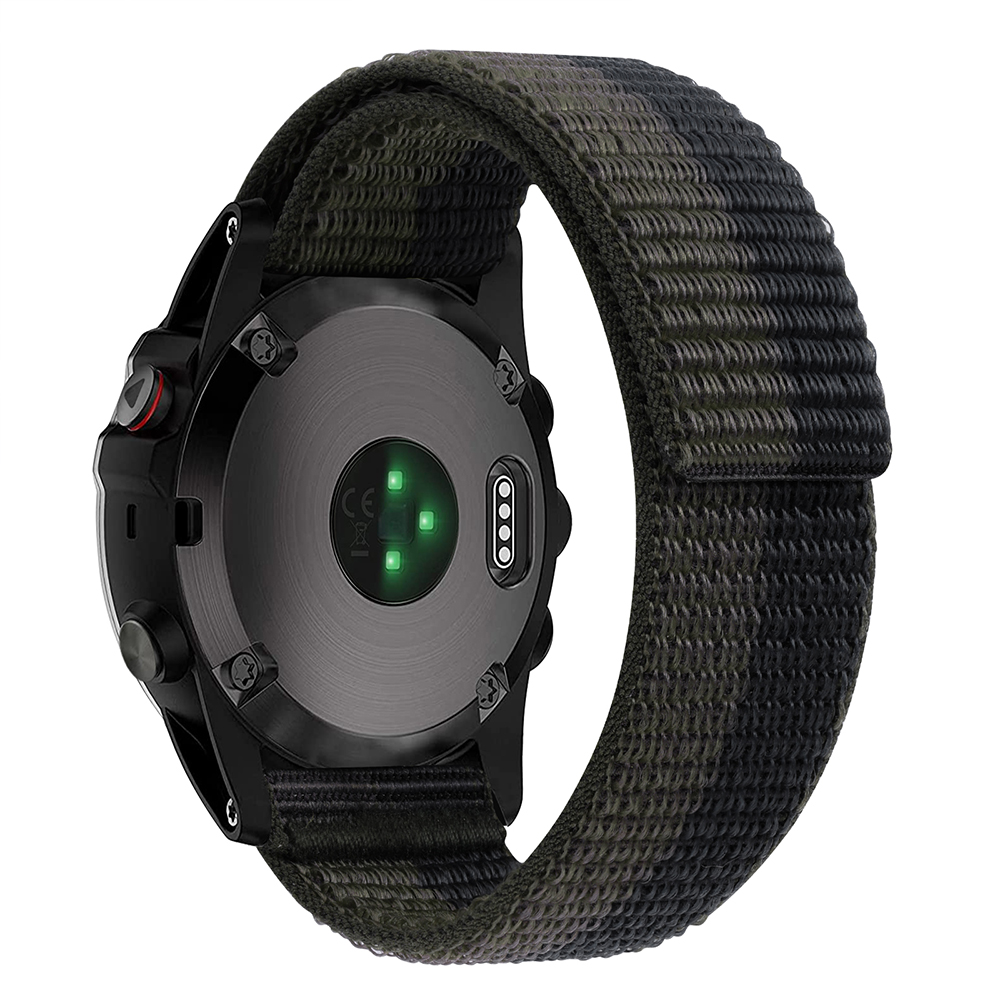 

Für Garmin Tactix 7 Pro / Fenix ​​7x / Fenix ​​6x Pro Stitching Uhrengurt 26 mm Verstellbares Schleifen -nylon -handgelenkband - Schwarz+grau, Other Smartwatch Models