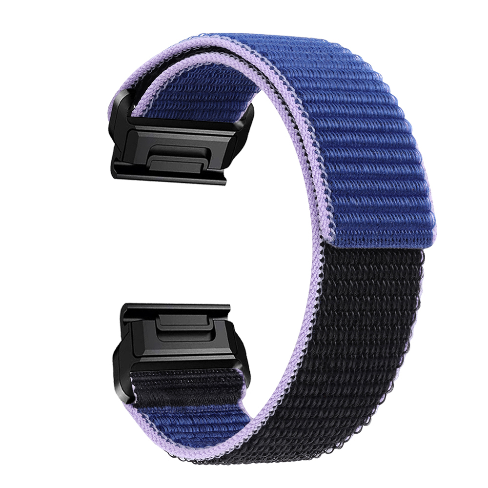 

Für Garmin Tactix 7 Pro / Fenix ​​7x / Fenix ​​6x Pro 26mm Nylon Watch Band Verstellbarer Handgelenksgurt Ersatz - Blau+schwarz, Other Smartwatch Models