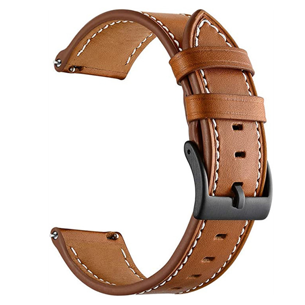 

Für Garmin Forerunner 265 / 255 22 mm Stichwachgurt Echtes Kuhleder Uhrenband - Braun, Garmin Forerunner 265