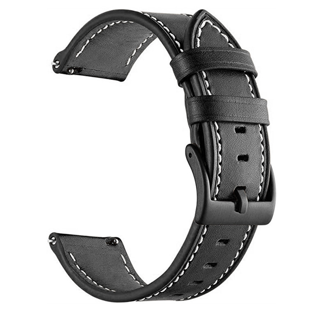 

Für Garmin Forerunner 265 / 255 22 mm Stichwachgurt Echtes Kuhleder Uhrenband - Schwarz, Garmin Forerunner 265