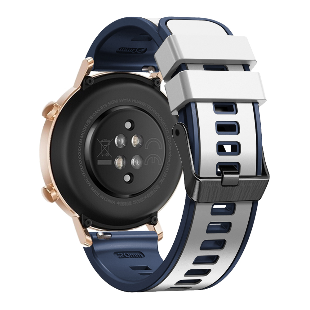 

Für Garmin Vivomove Trend / Luxus / Style Ersatzwache 20mm Dual Color Silicon Watch Band - Weiss / Blau, Garmin vivomove Trend