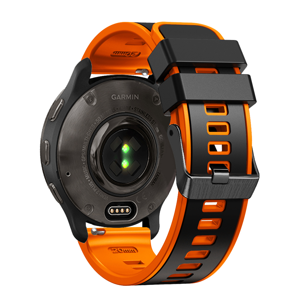 

Für Garmin Vivomove Trend / Luxus / Style Ersatzwache 20mm Dual Color Silicon Watch Band - Schwarz / Orange, Garmin vivomove Trend