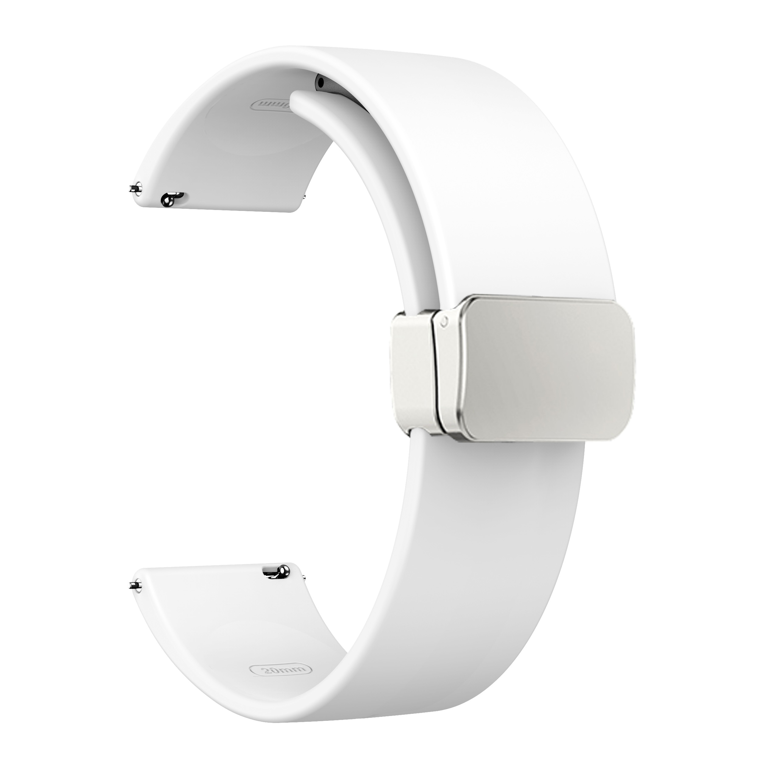 

Für Garmin Venu / Venu Sq / Venu sq 2 / Venu 2 Plus Silikonuhr -gurt 20mm Armband Mit Magnetischer Faltungs Silberschnalle - Weiss, Other Smartwatch Models