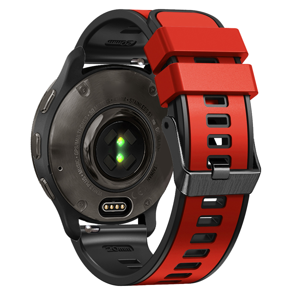 

Für Garmin Forerunner 265s / 255S / Venu 2S Silicon Uhrengurt 18mm Dual Farb Ersatzwachenband - Rot / Schwarz, Garmin Forerunner 265S