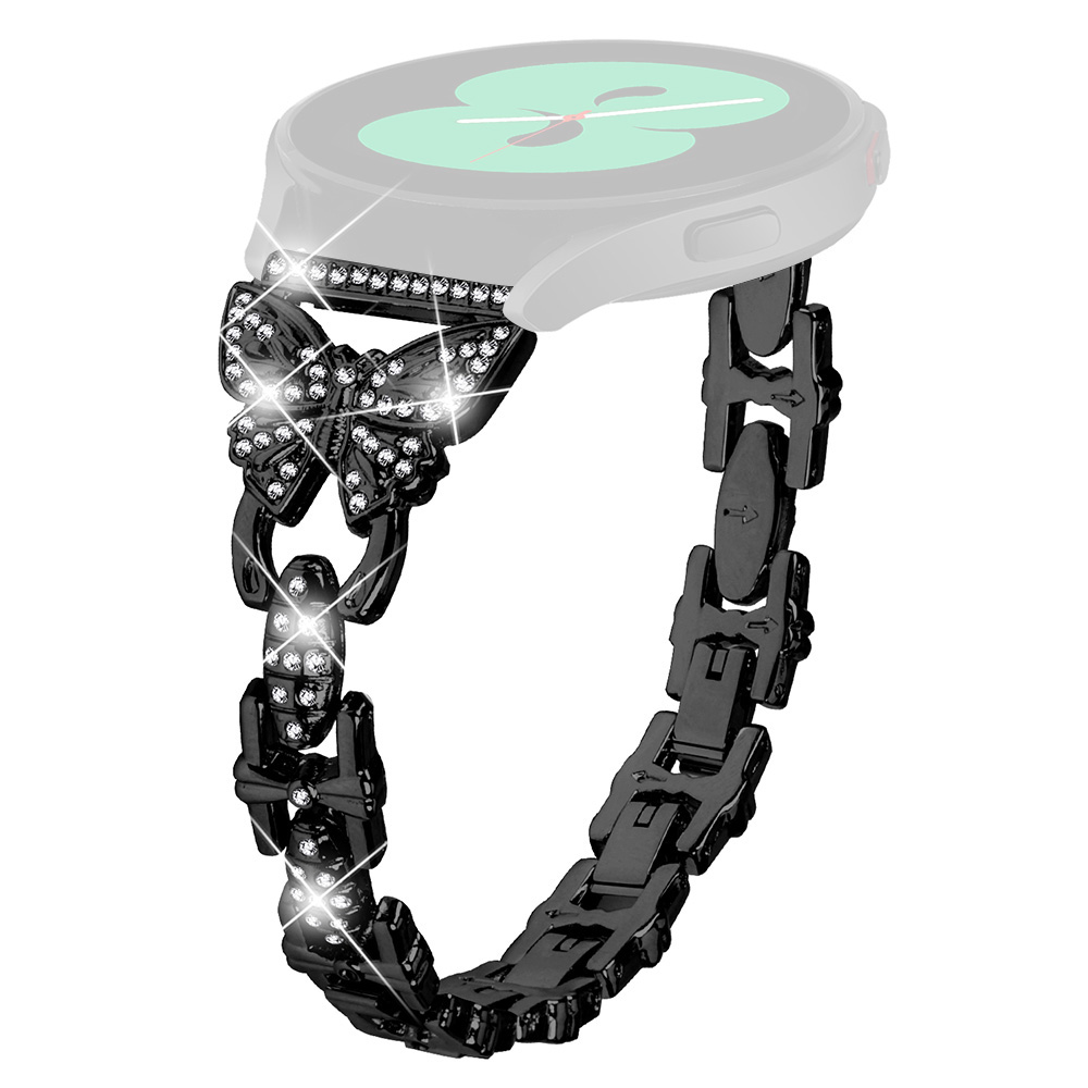 

Schmetterlings -strass -dekorband Für Samsung Galaxy Watch Aktiv / Active2 40 mm 44 Mm, Edelstahl 20mm Uhrengurt - Schwarz, Galaxy Watch Active
