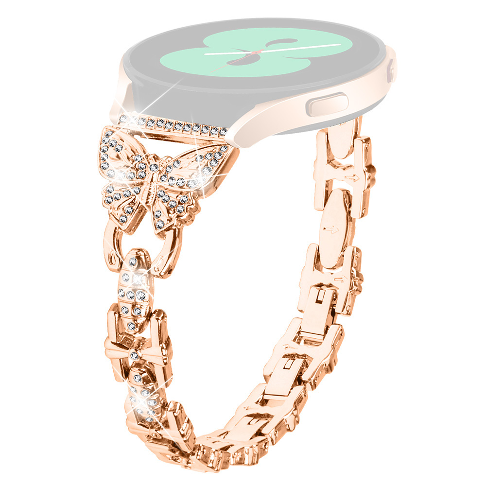 

Schmetterlings -strass -dekorband Für Samsung Galaxy Watch Aktiv / Active2 40 mm 44 Mm, Edelstahl 20mm Uhrengurt - Roségold, Galaxy Watch Active