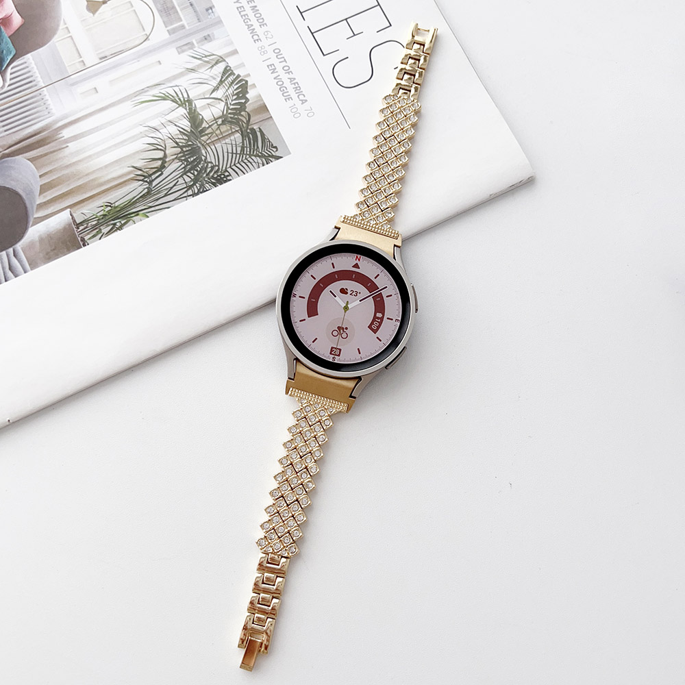 

Für Samsung Galaxy Watch6 / Watch6 Classic / Uhr 5 / Sieh Dir 5 Pro an / Uhr4 / Watch4 Klassischer Strass Metal Watch Armband - Gold, Galaxy Watch6 40mm