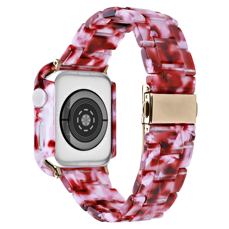 

Für Die Apple Watch Series 4 / 5 / 6 / se / SE (2022) 44 mm Ersatzharz Wachgurt Set Mit Uhrengehäuseabdeckung - Pfirsich, Apple Watch Series 5 44mm