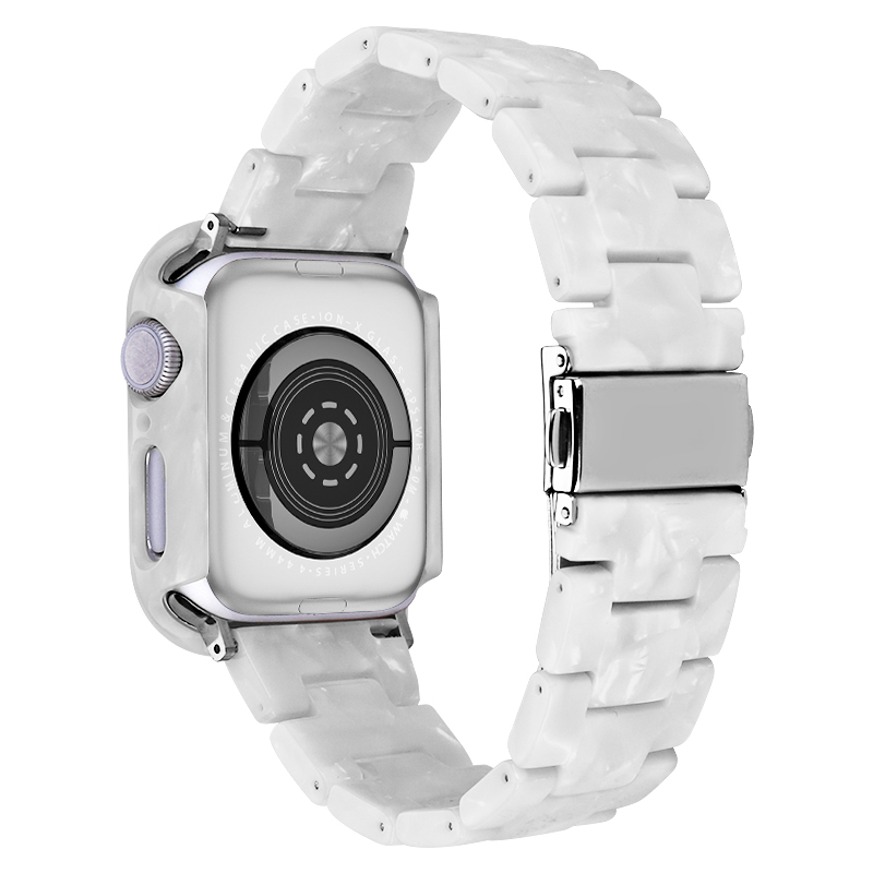 

Für Die Apple Watch Series 4 / 5 / 6 / se / SE (2022) 44 mm Ersatzharz Wachgurt Set Mit Uhrengehäuseabdeckung - Perlweiss, Apple Watch Series 5 44mm