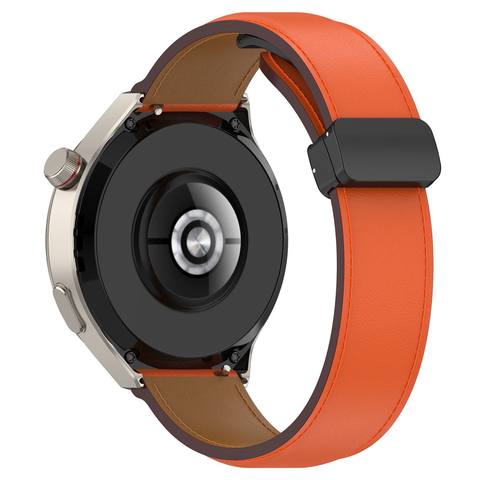 

Für Samsung Galaxy Watch 6 40 mm 44 mm / Sehen Sie 5 40 mm 44mm Uhren Band 20mm Echter Kuhlederklappschnalle Handgelenkriemen - Orange, Other Smartwatch Models