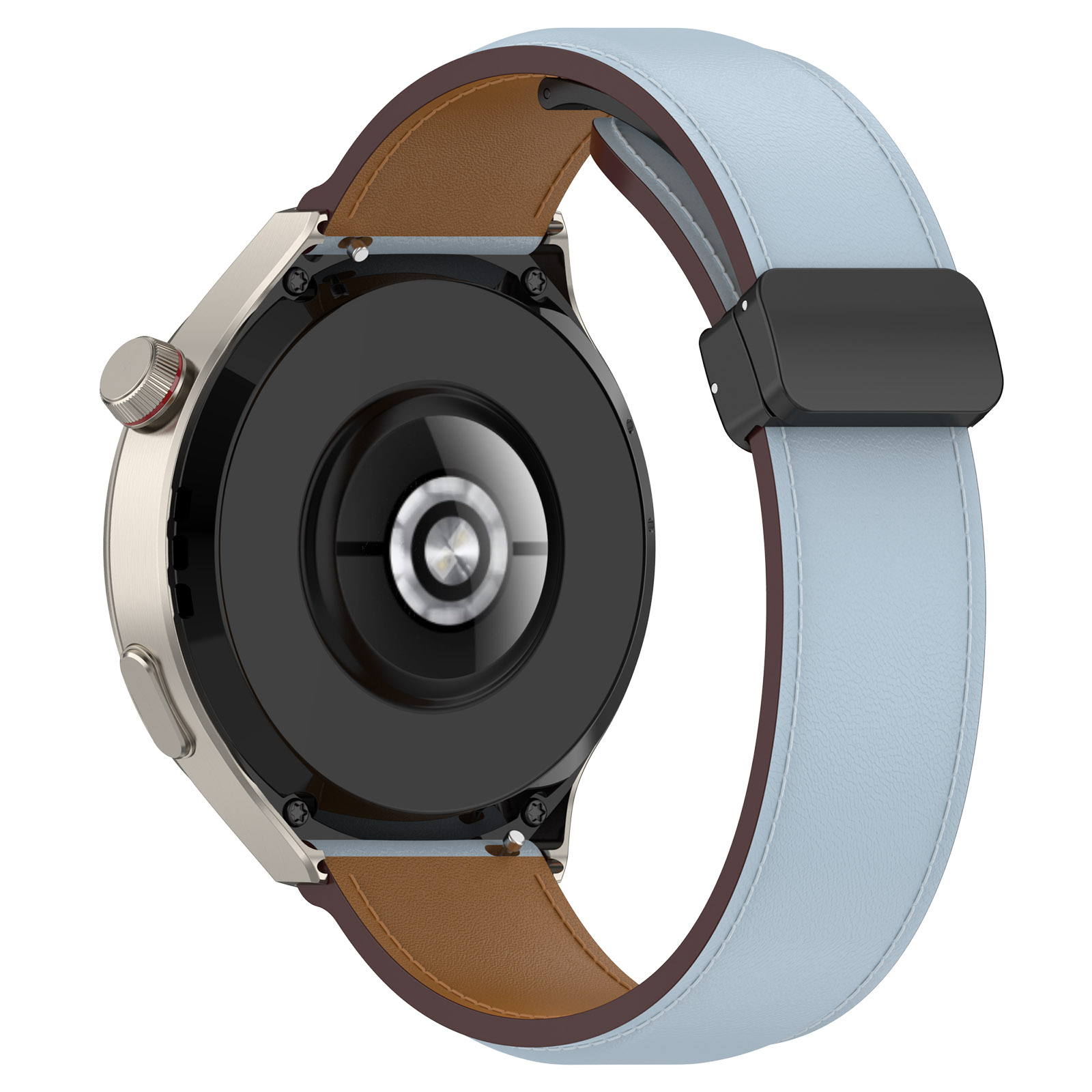 

Für Samsung Galaxy Watch 6 40 mm 44 mm / Sehen Sie 5 40 mm 44mm Uhren Band 20mm Echter Kuhlederklappschnalle Handgelenkriemen - Himmelblau, Other Smartwatch Models