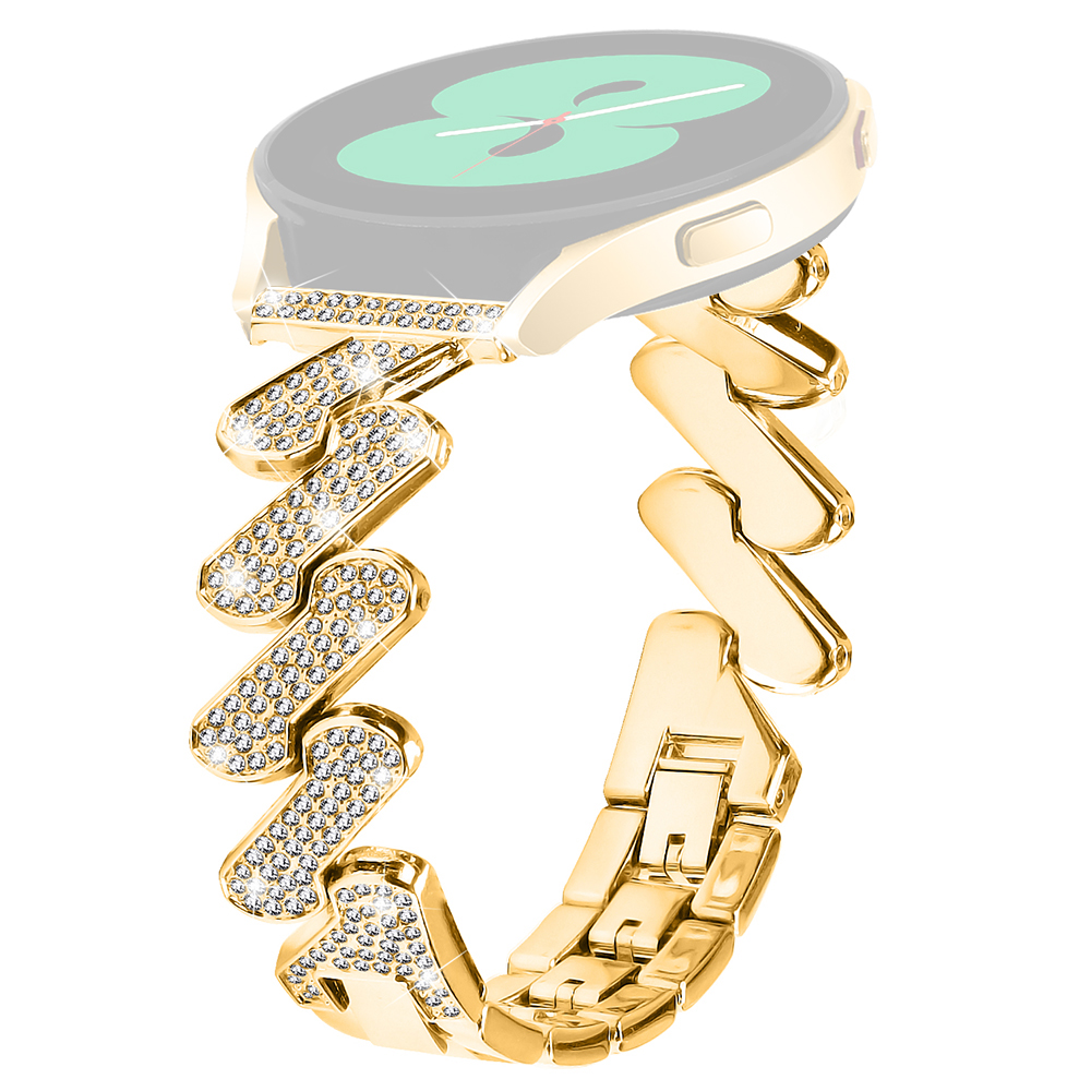 

Für Samsung Galaxy Watch6 40 / 44 mm / Watch6 Classic 43 / 47mm Metal Watch Band 20mm Strass Ersatzwächter - Gold, Galaxy Watch6 40mm