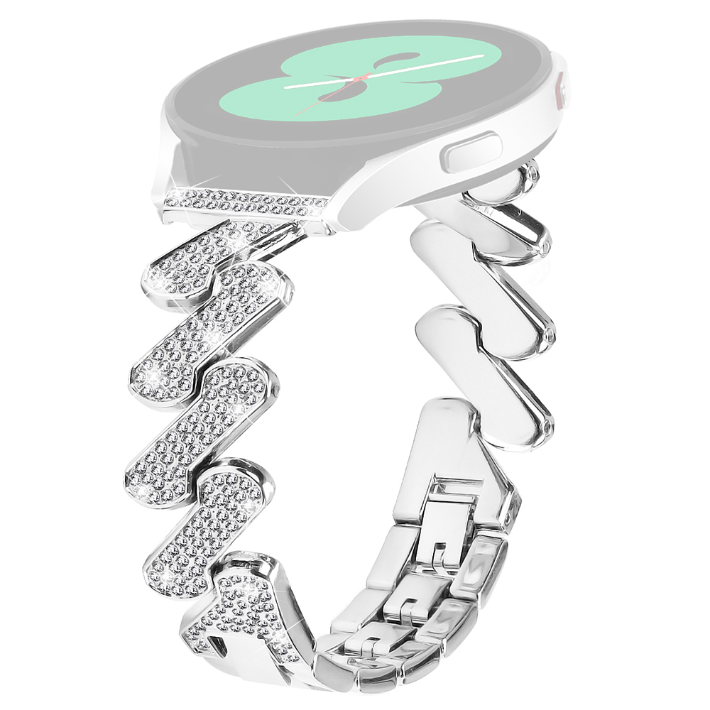 

Für Huami Amazfit Cheetah 20mm Zinklegungshandwerk Band Rhinestones Dekorgurt Mit Edelstahlschnalle - Silber, Huami Amazfit Cheetah