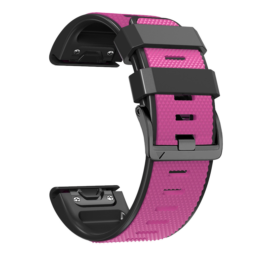 

Diamond Texture Watch Band Für Garmin Tactix 7 Pro / Fenix ​​7x / 6x Pro / 5x Plus, 26mm Dual-color Silicon Sportsgurt - Pink+schwarz, Garmin Fenix 7X