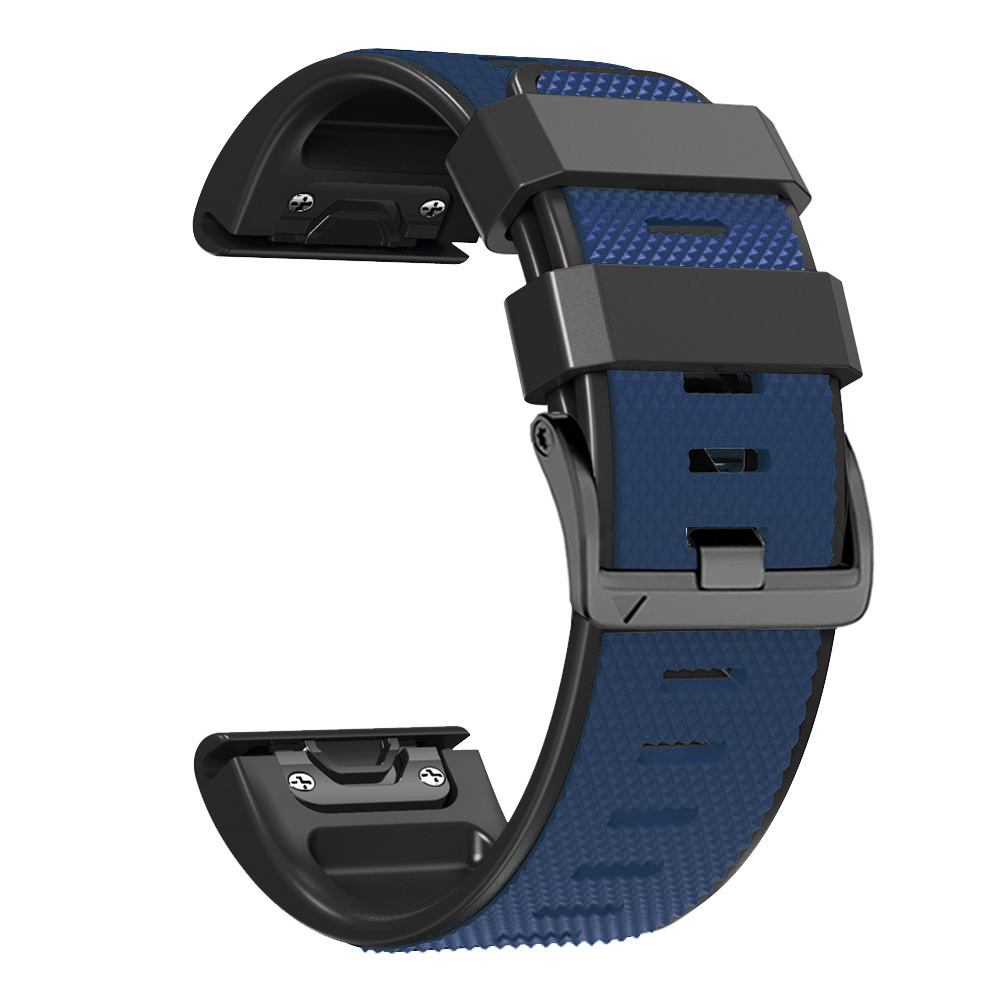 

Diamond Texture Watch Band Für Garmin Tactix 7 Pro / Fenix ​​7x / 6x Pro / 5x Plus, 26mm Dual-color Silicon Sportsgurt - Dunkelblau+schwarz, Garmin Fenix 7X