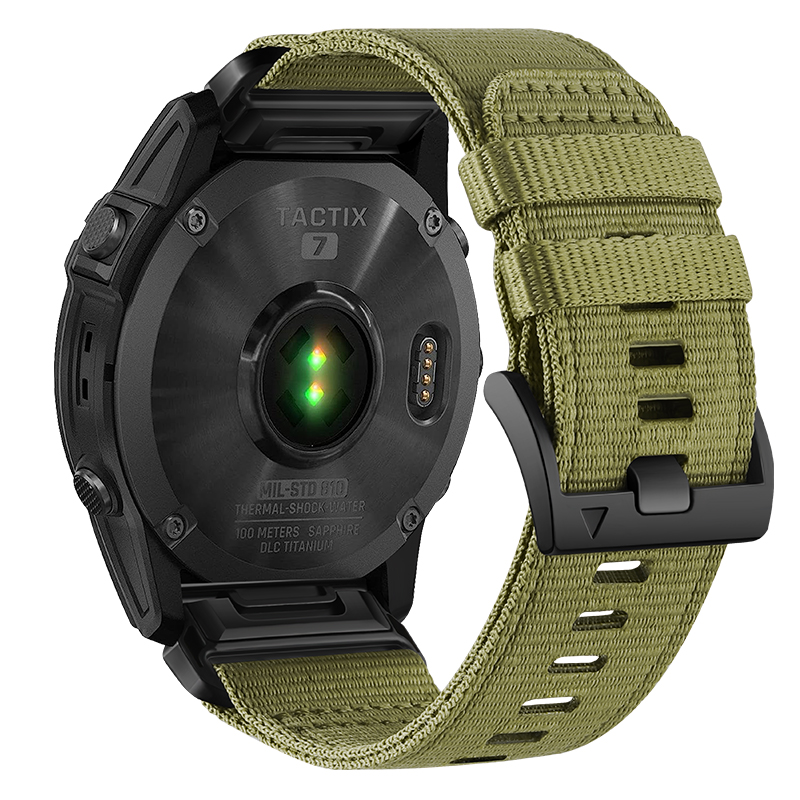 

Nylon Canvas Schnellfreisetzungsband Für Garmin Tactix 7 Pro / Fenix ​​7x / 6x Pro, 26mm Sport Watch Armband - Armeegrün, Garmin Fenix 7X