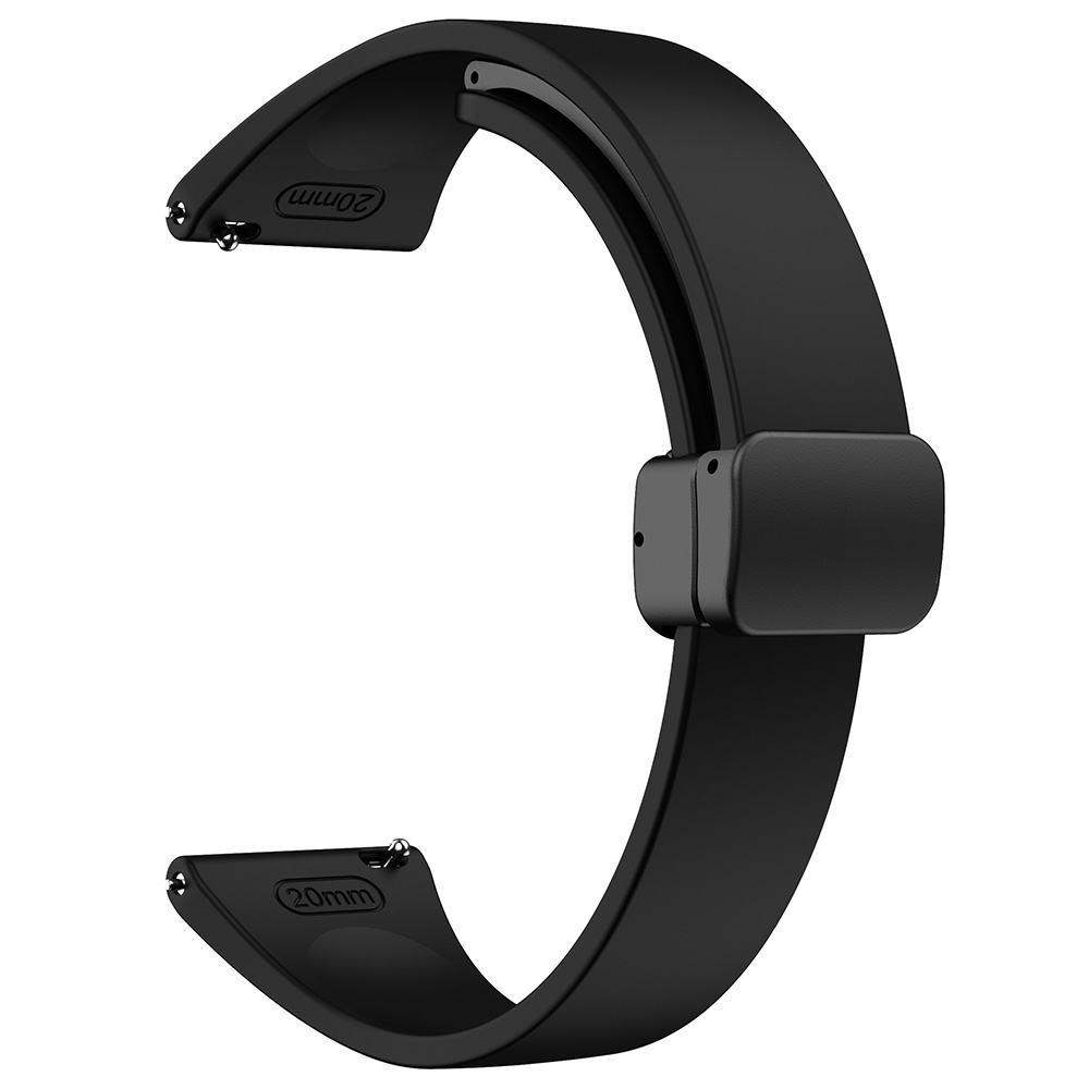 

22mm Silikonbänder Für Garmin Forerunner 265 / 255 / Vivoactive 4 / Venu 2, Sportuhr -gurt Mit Schwarzer Magnetischer Klappschnalle - Schwarz, Garmin Forerunner 265