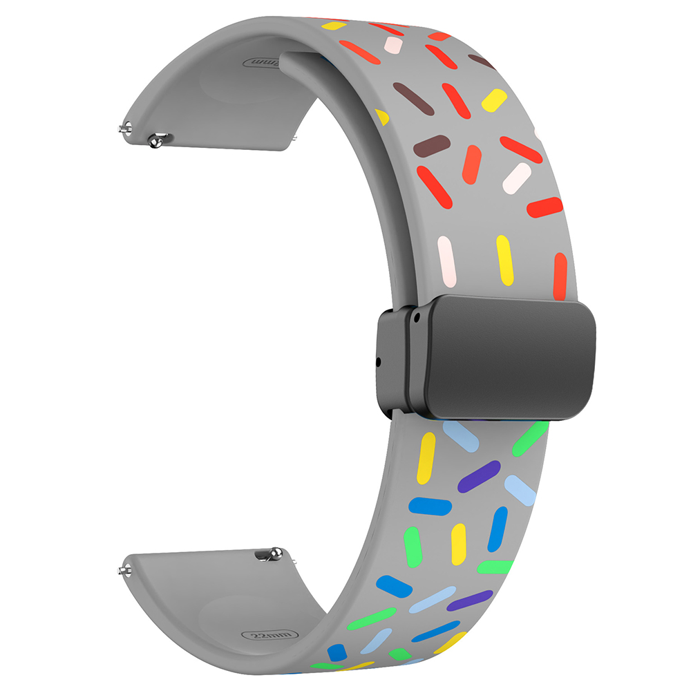 

22mm Uhrenband Für Forerunner 265 / 255 / Vivoactive 4 / Venu 2, Punktmuster Silikongurt Mit Schwarzer Magnetklappschnalle - Grauer Regenbogen, Garmin Forerunner 265