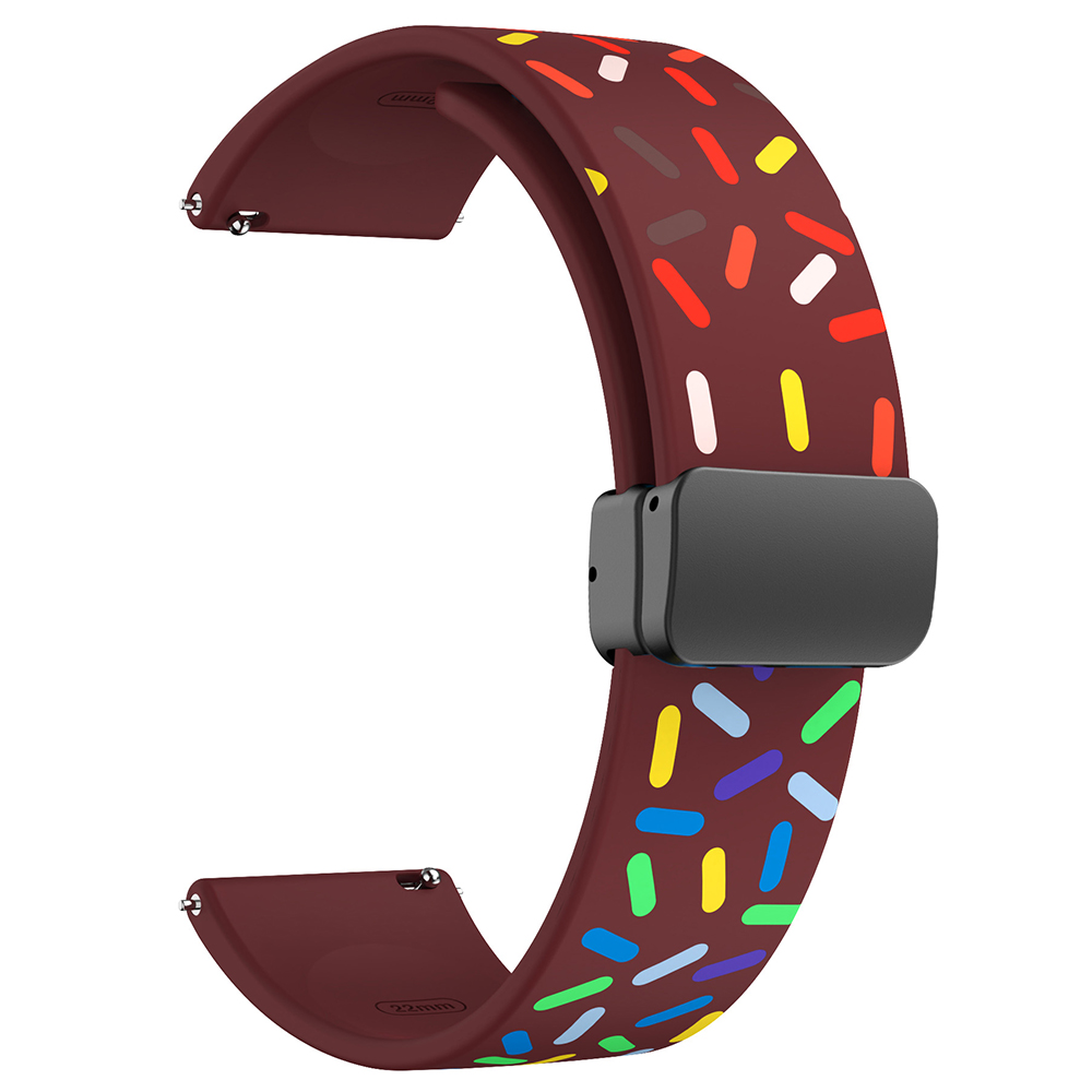 

22mm Uhrenband Für Forerunner 265 / 255 / Vivoactive 4 / Venu 2, Punktmuster Silikongurt Mit Schwarzer Magnetklappschnalle - Wein Red Rainbow, Garmin Forerunner 265