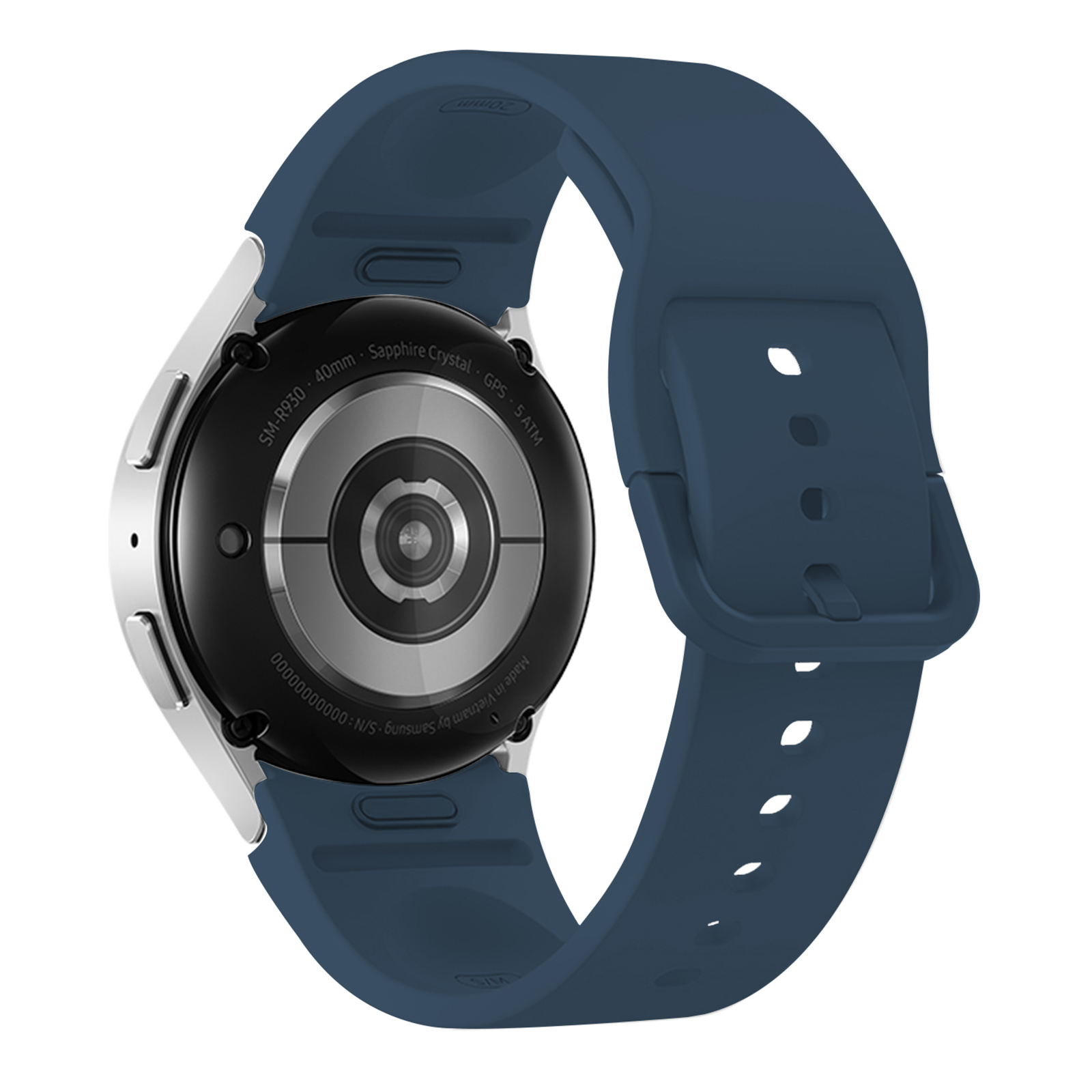 

Für Samsung Galaxy Watch6 40 / 44 mm / Watch6 Classic 43 / 47mm Silikon Uhrengurt Ersatzwachtband - Dunkelblau, Galaxy Watch6 40mm